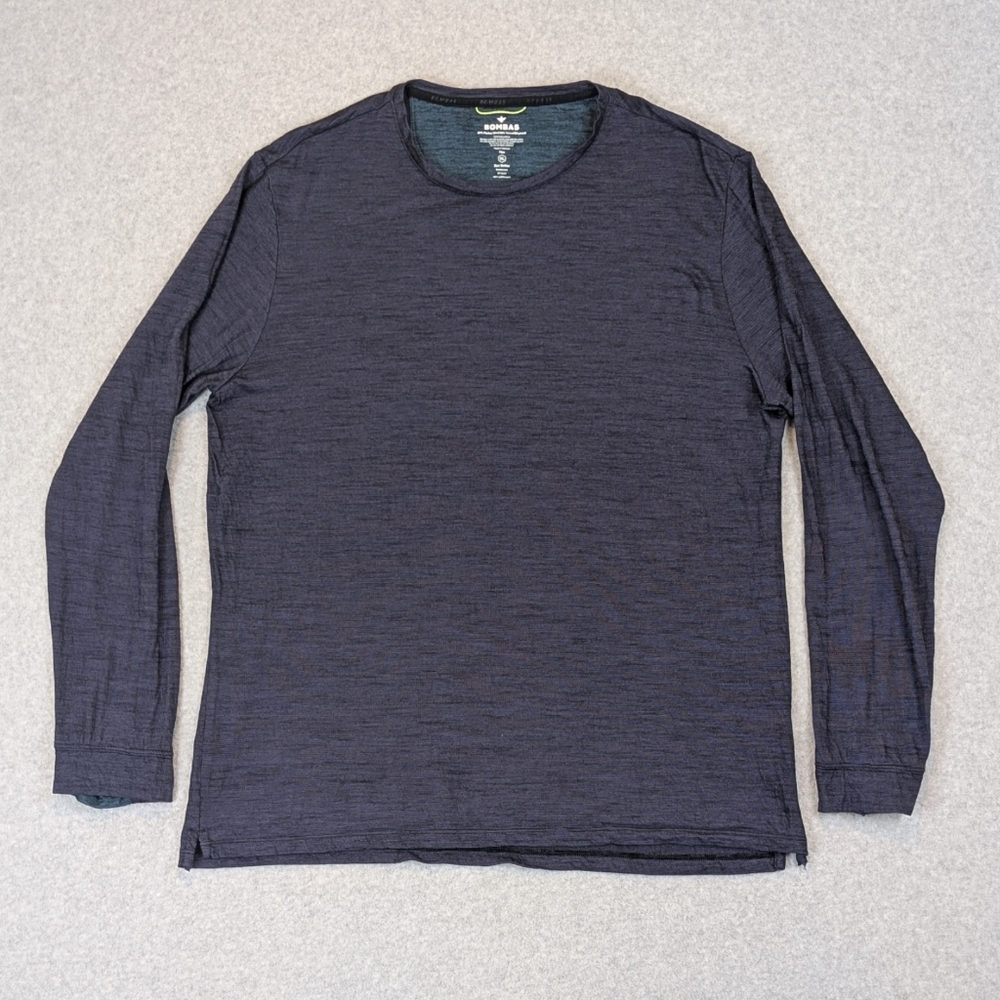 Bombas Merino Wool Blend T-Shirt Men's XL Navy Long Sleeve Crew Neck Lyocell